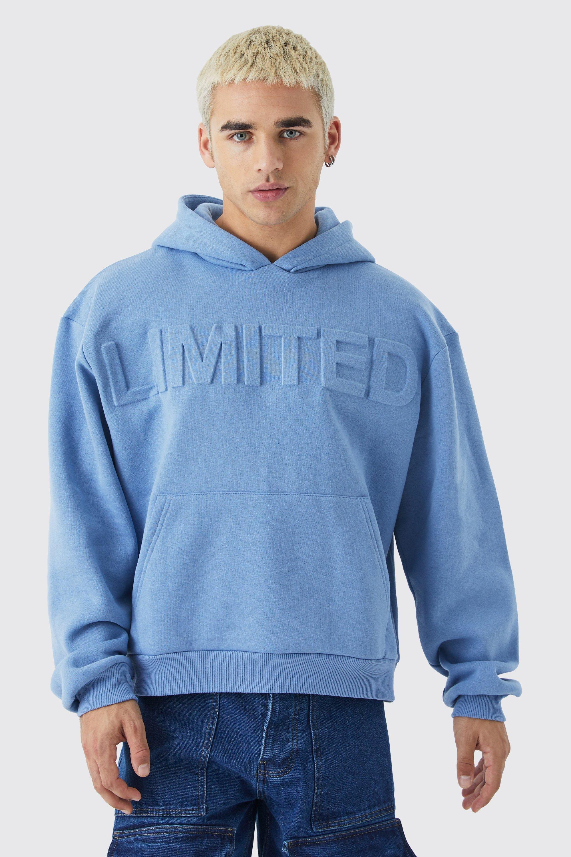 Oversized Boxy Limited Embossed Hoodie boohooMAN USA